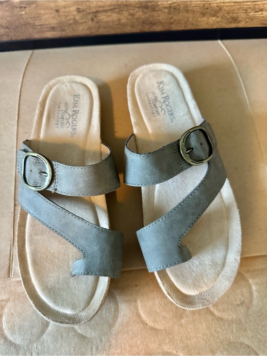 Kim Rogers Shoes - Kim Rogers Ultra Comfort 8.5 Women’s Leather Slide Sandals Gray Buckle